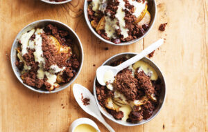 Pear and chocolate crumble